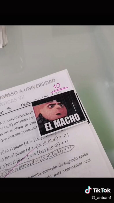 Examen con 10 diez de calificación profe antuan meme de despicable me mi villano favorito exclamando EL MACHO