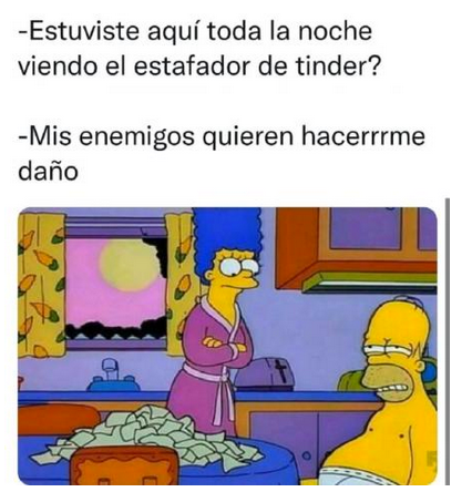 Marge decubre a Homero luego de ver elestafador de tinder toda la noche