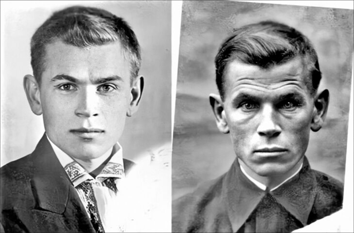 Evgeny Stepanovich Kobytev retratado antes y después de la guerra