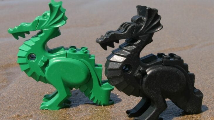 Dragón negro Verde Lego Playa beachcombing