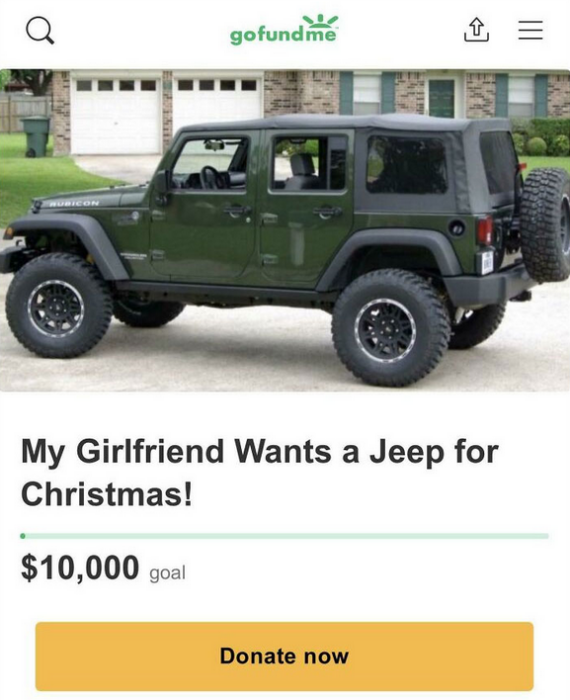 Piden jeep para novia en gofundme