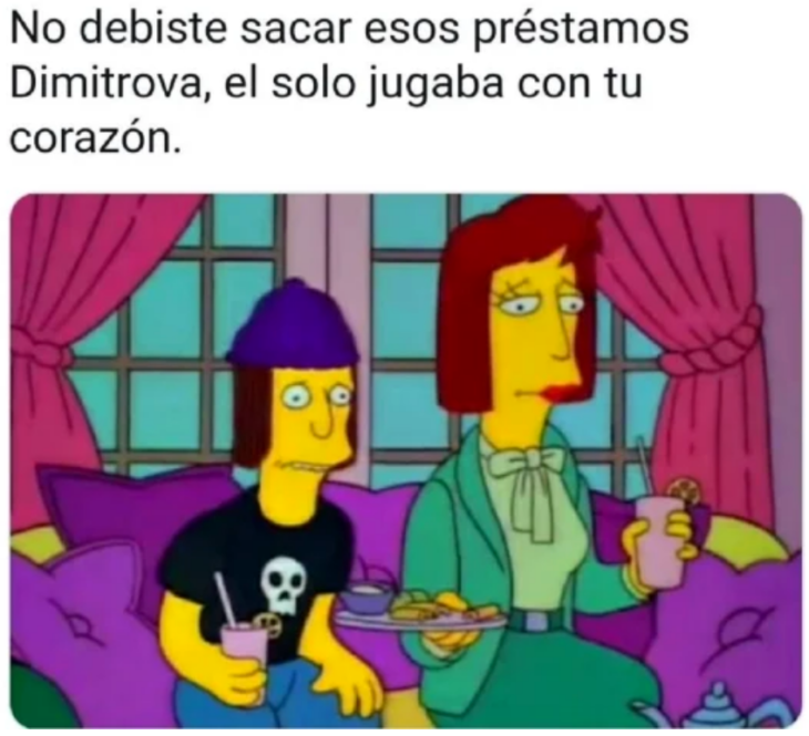 Jimbo y su mamá mientras miran el estafador de tinder simpsons