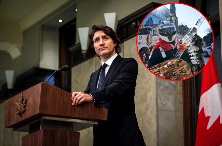 Justin Trudeau en conferencia; Justin Trudeau declara el estado de emergencia para enfrentar a los antivacunas