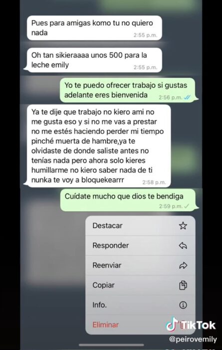 Final de la conversación entre Kassandra y Emily además del bloqueo y bendiciones