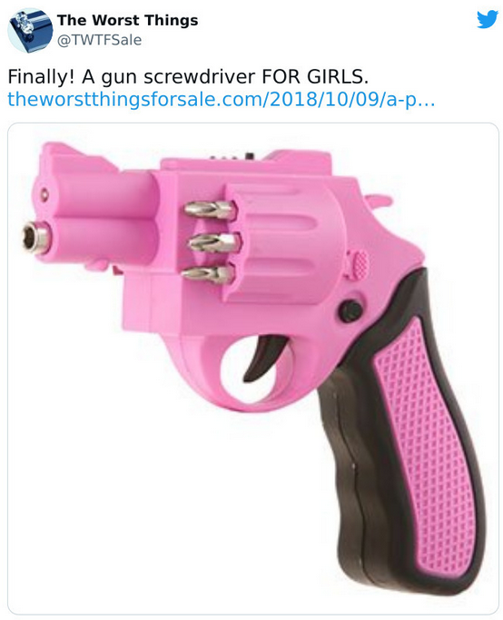 Destornillador eléctrico rosa con forma de revólver