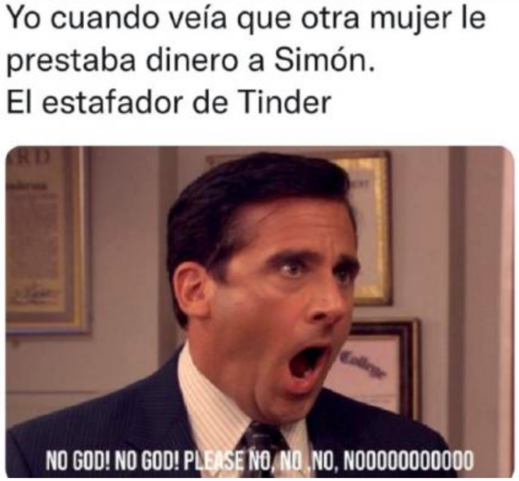 Crisis el tipo de la oficina quiere ayudar pero se encuentra impotente viendo el programa del estafador de tinder