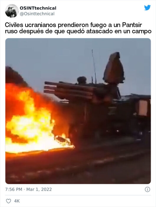 Prende fuego a un tanque