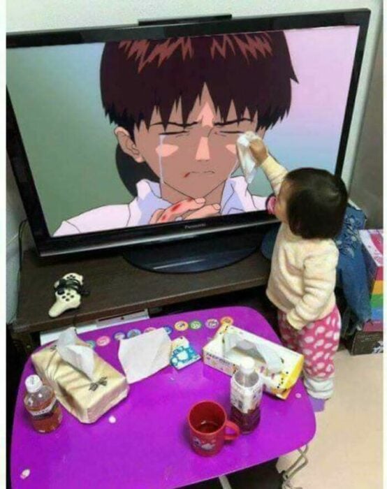 No llores, shinji nii san niña enjugando las lagrimas de shinji ikari de evangelion