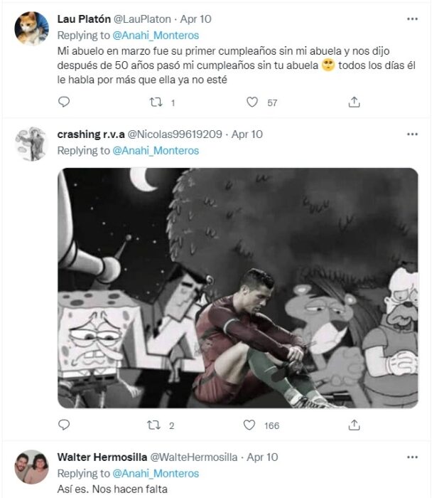 Comentarios de la publicación de Anahí Monteros en Twitter