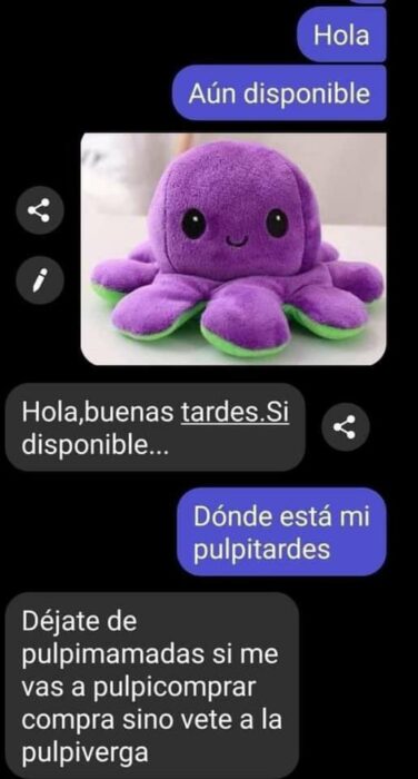 Servicio al cliente pulpo de peluche