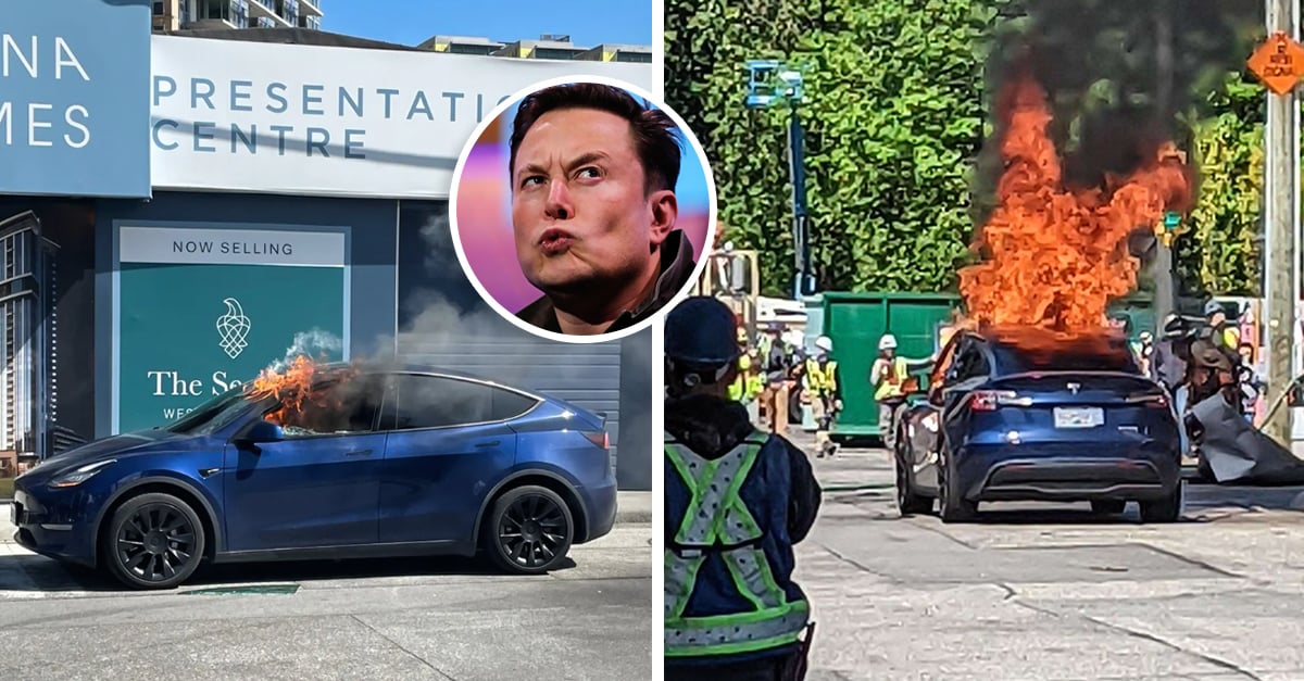 Tesla zapalił się i rozbił z kierowcą w środku