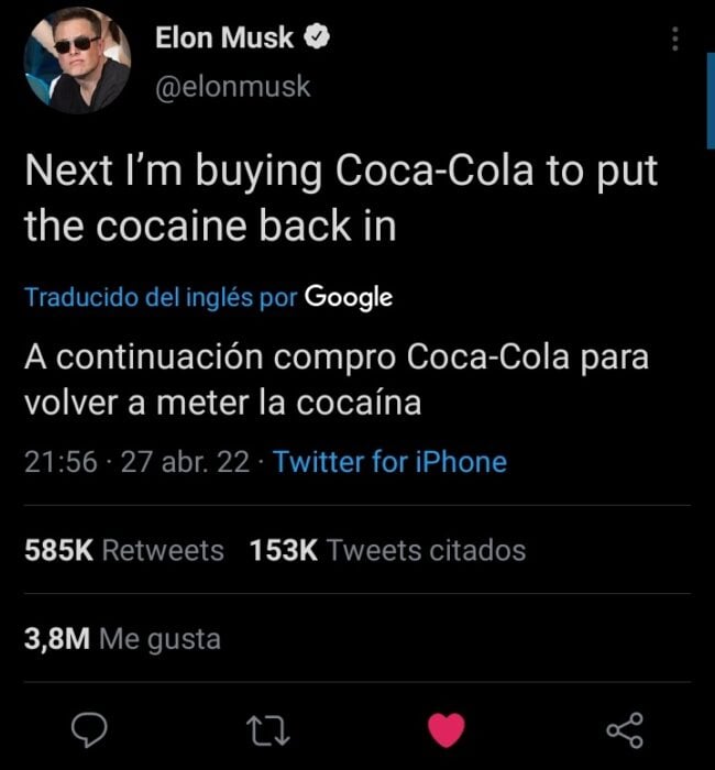 Elon Musk también ama la coca-cola original