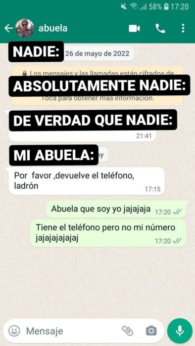 Mensajes de texto dirigidos al ladrón que terminaro nen el celular nuevo de Nacho