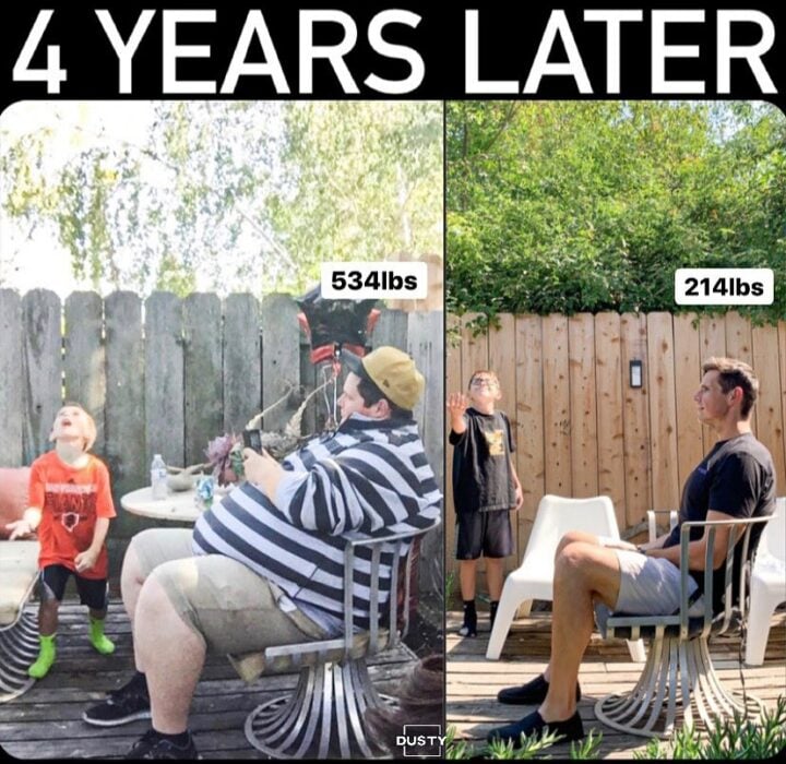 Cuatro años más 145 kilos menos