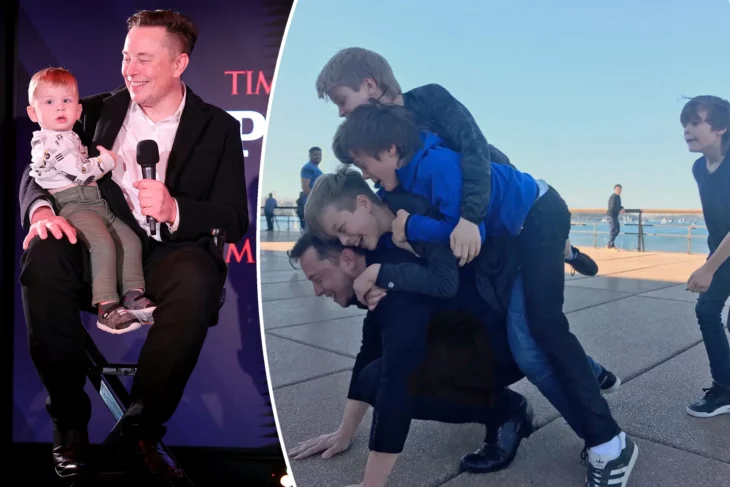 Elon musk y algunos de sus hijos