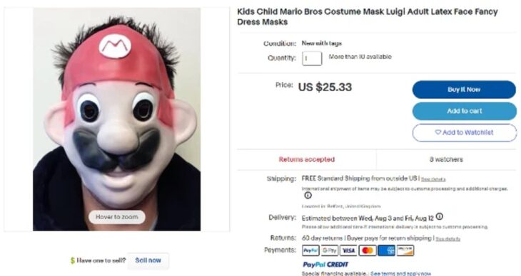 Máscara de látex de Mario