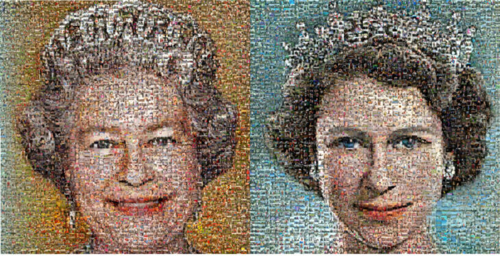 Defensora de la Fe Mosaico de Isabel II en el aeropuerto de Gatwick