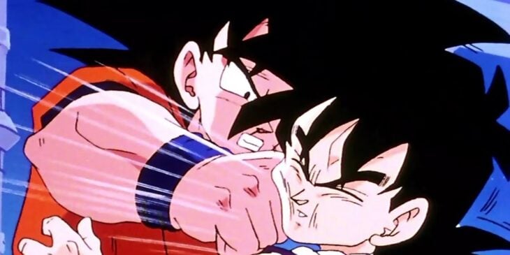 Goku golpea a Gohan