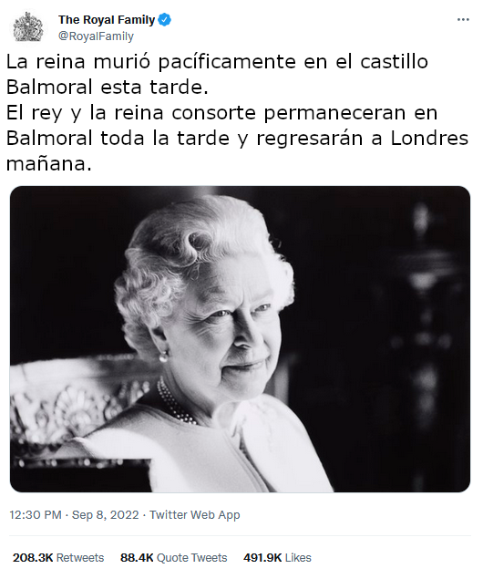 tuit muerte de Isabel II