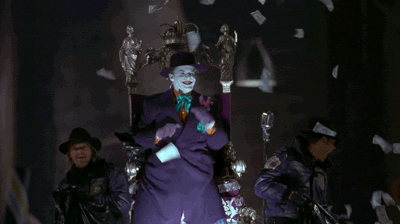 Joker tirando dinero