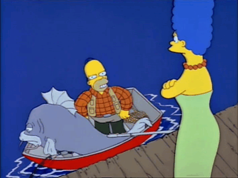 Liberando al general Sherman Homero Simpson Marge Simpson el lago del pez gato catfish lake episodio regaño