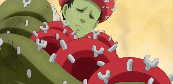 gif animado virus de hataraku saibou replicándose en células sanas virus infección animé caricatura netflix