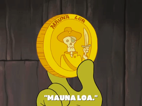 Mauna Loa moneda de oro con calavera pirata de la caricatura bob esponja pantalones cuadrado