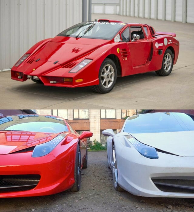 Dos réplicas de ferrari bastante malasen la parte superior replica de Ferrari ENZO