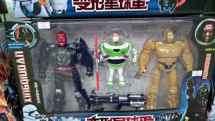 Figuras piratas de Darth Maul C3PO y Buzz Lightyear