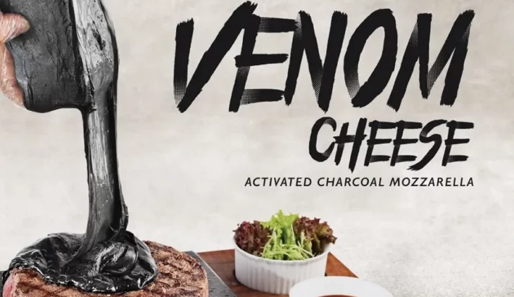 Queso mozarella con carbón activado para hamburguesa venom