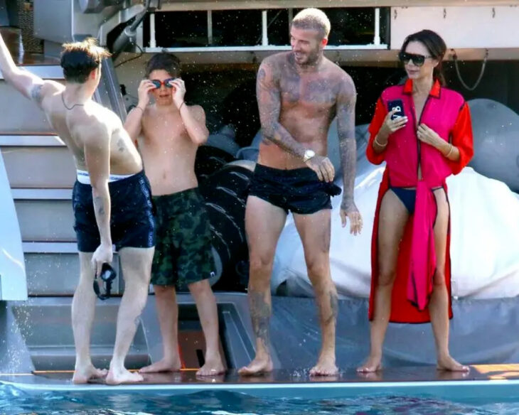 Los Beckham en la playa