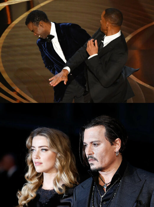 Dos escándalos will smith jada pinkett y Chris rock en la entrega de los óscares y johnny depp con Amber Heard en su juicio legal