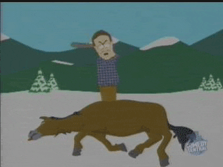 Sout Park hombre golpeando con un palo a un caballo muerto