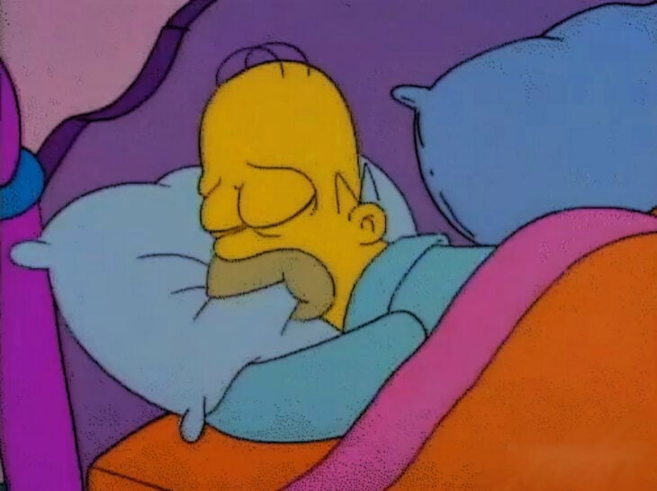 Homero Simpson mordiendo una almohada