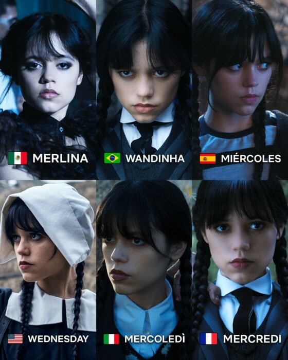 Wednesday addams en sus distintos bautizos nombramiendos wednesday Merlina mercredi miércoles