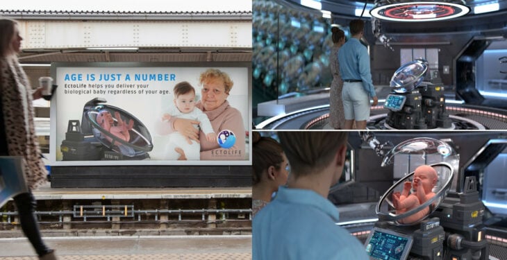 Ectolife publicidad en la calle y en el momento de la entrega del bebé