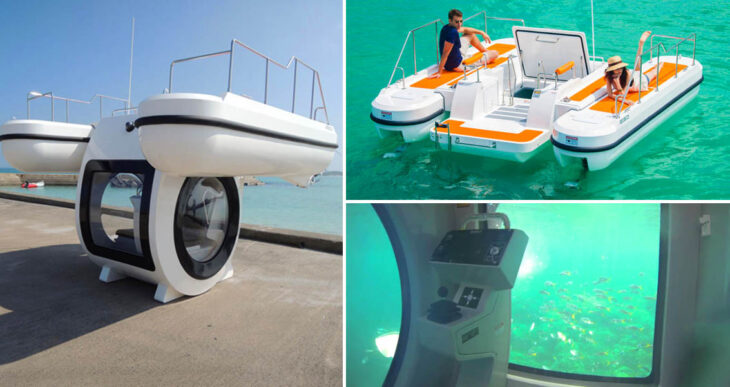 Semi submarino eléctrico bote y observador acuático