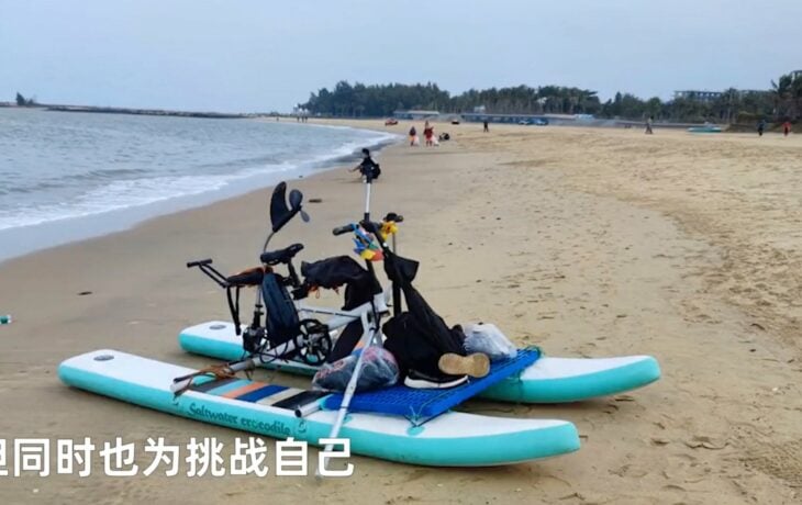 Llegaron a la playa después de pedalear seis horas