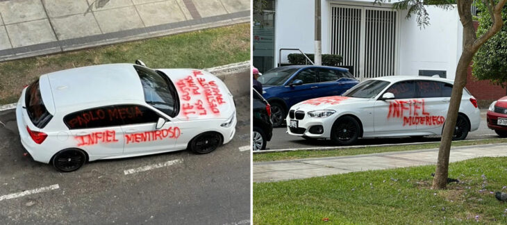 Lo exhiben como infiel al grafitearle su camioneta