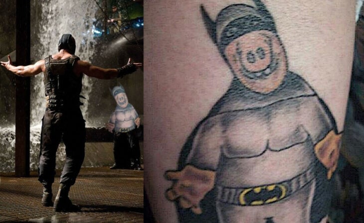 Tatuaje de Alfbatman en lugar de Christian Bale en EL caballero de la noche asciende batman película