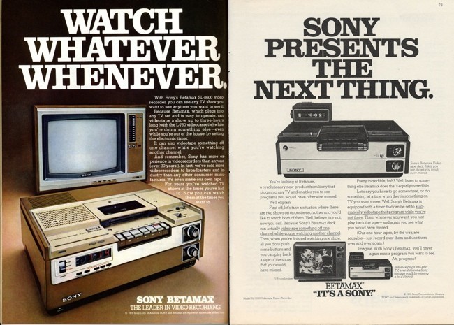 Publicidad reproductor de Betamax