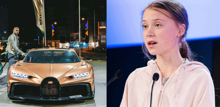 Greta Tunberg Andrew Tate y su bugatti