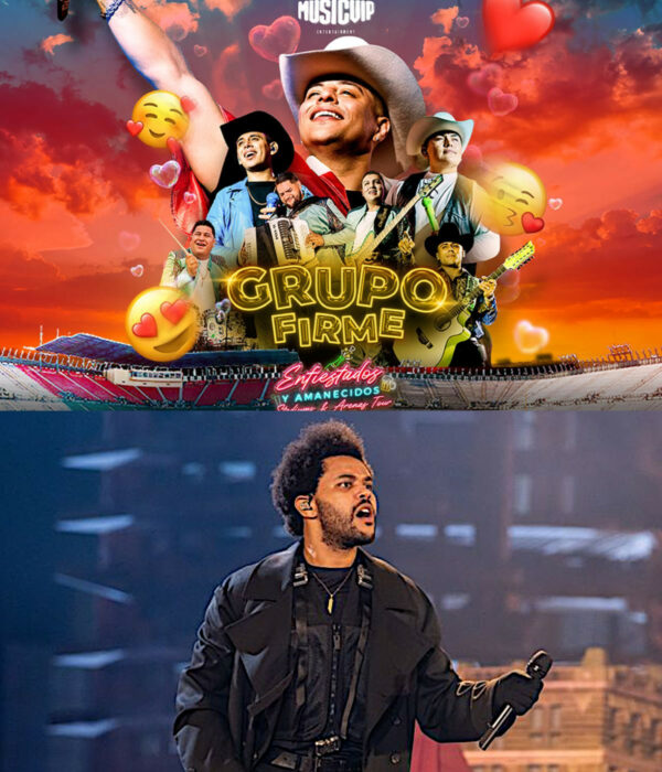 Grupo firme banner del concierto que se dará en el foro sol the Weeknd