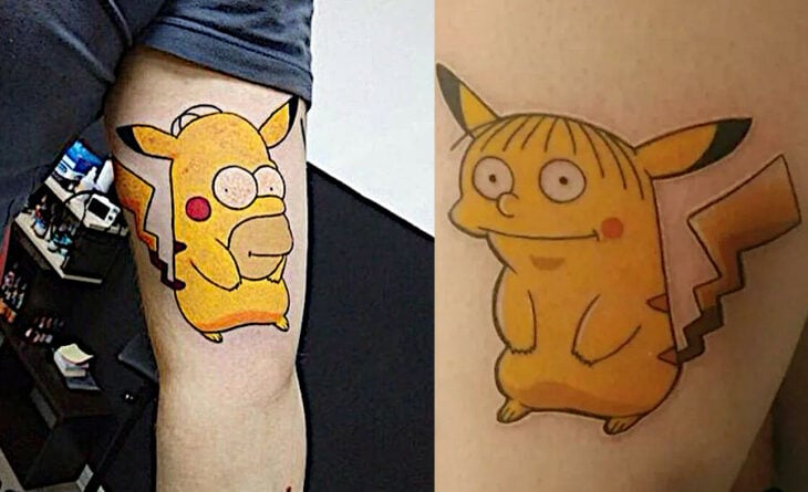 Rafa y Homero SImpson tatuaje pikachu pokémon