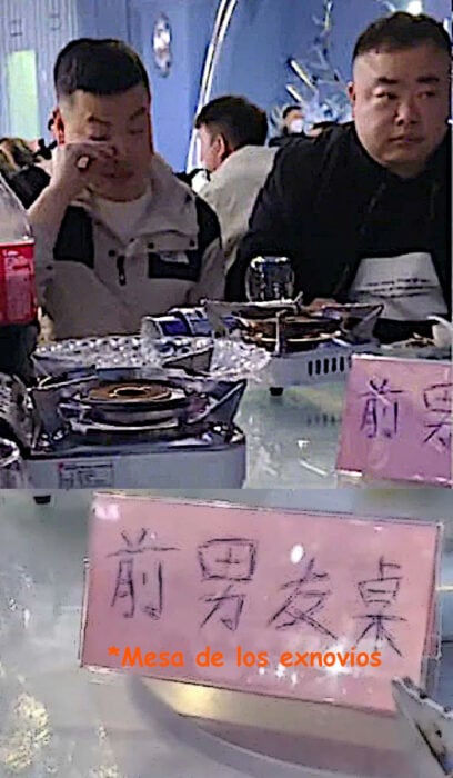Exnovios en la mesa de los exnovios durante boda de una mujer china