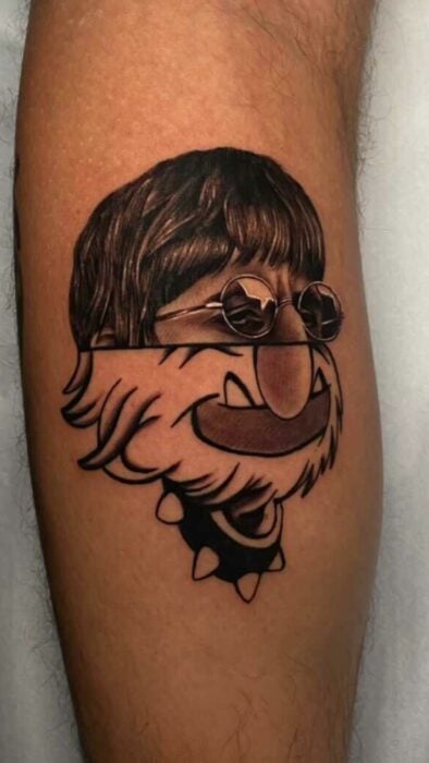 Ringo Starr y animal de los Muppets bateristas beatles música tattoo compuesto
