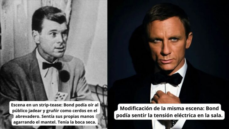 Escena del libro de James Bond antes y después 
