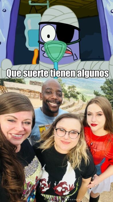 Nick Davis y sus tres esposas meme Bob Esponja Qué suerte tienen algunas