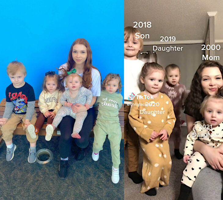 Christa Celia y sus cuatro hijos de 4, 3 2 y un años