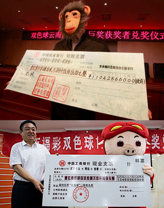 Recibiendo lotería china en botargas